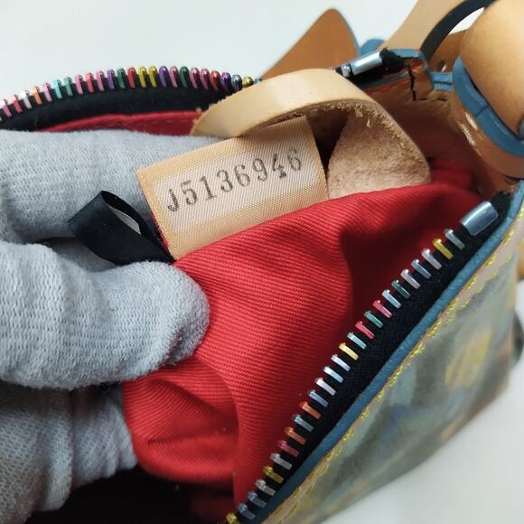 Dooney & Bourke Multicolor Bees Coated Canvas Leather Trim Hobo Shoulder Bag - Picture 12 of 16